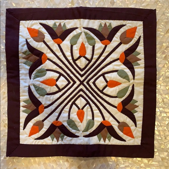 Two 16” hand-quilted throw/accent pillow covers - Picture 2 of 6